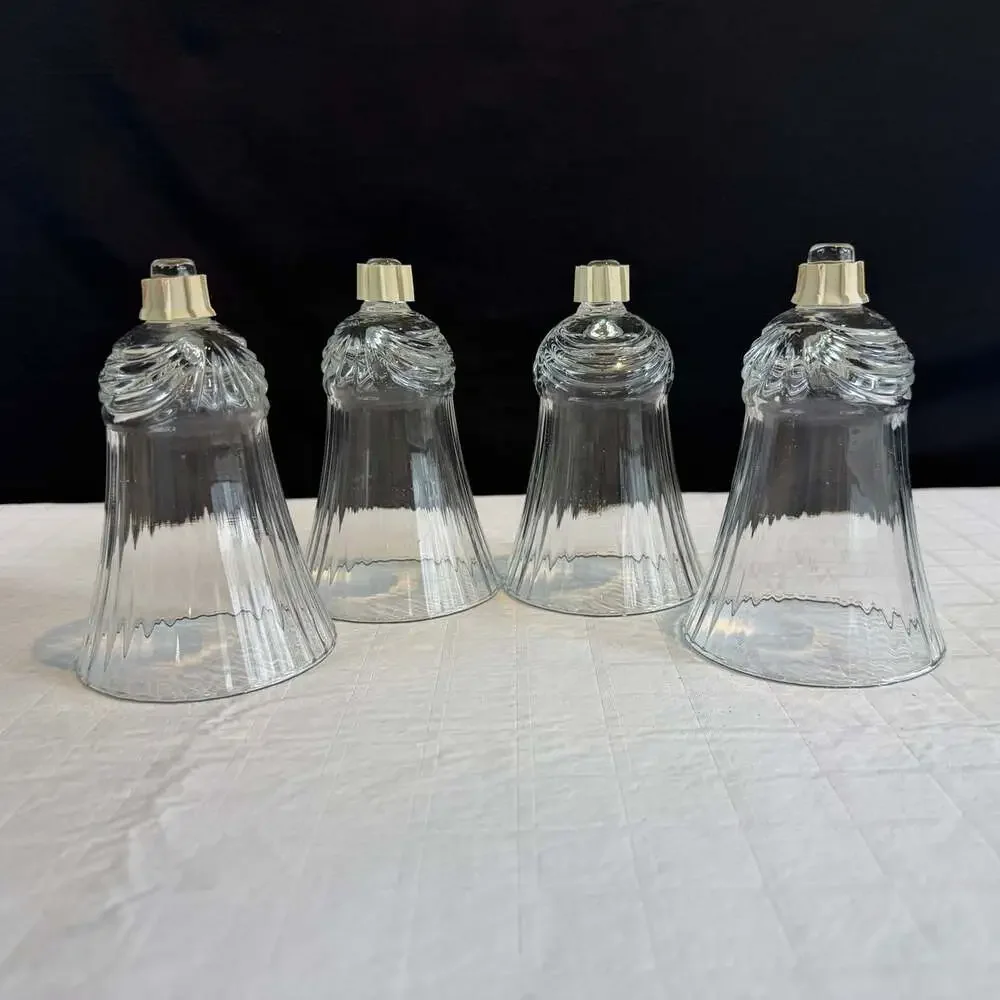 Home Interiors & Gifts Renaissance Ribbed Clear Glass Votive Cups Set of 4 USA